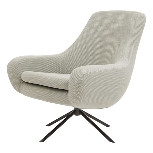 Poltrona design scandinavo - NOOMI - SOFTLINE - in tessuto / in cromo / con poggiapiedi