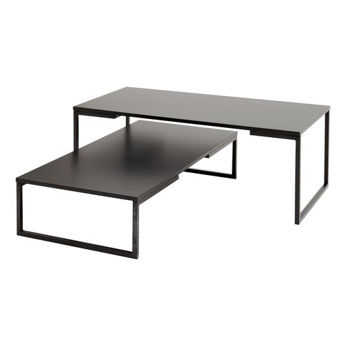 Tavolino basso contemporaneo - MIRROR - SOFTLINE - in MDF laccato / con supporto in acciaio cromato / rettangolare