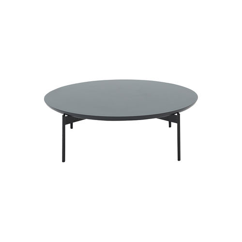 Tavolino basso contemporaneo - JOE - SOFTLINE - in laminato / con supporto in acciaio / rotondo