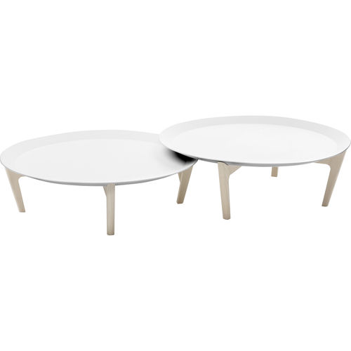 Tavolino basso contemporaneo - TRAY - SOFTLINE - in frassino / in acrilico / rotondo
