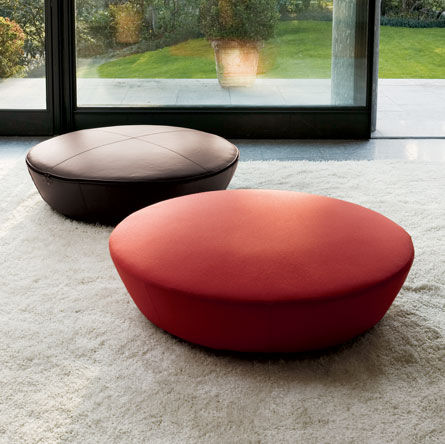 Pouf contemporaneo - CAKE - Swan Italia - in tessuto / tondo / nero