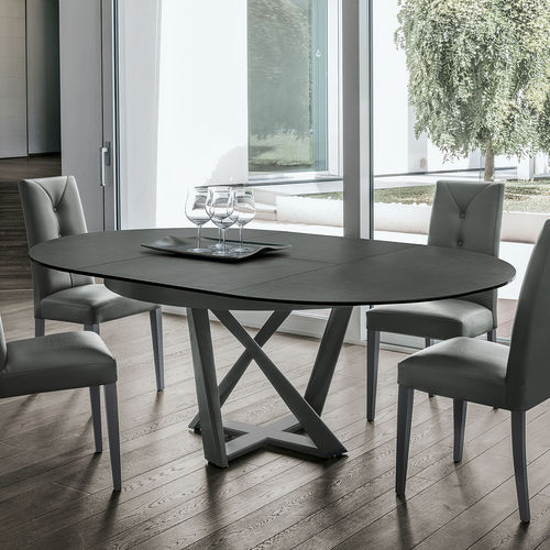 Tavolo contemporaneo - CRONOS 130 - Target Point - in MDF laccato / in vetro temprato / in gres porcellanato