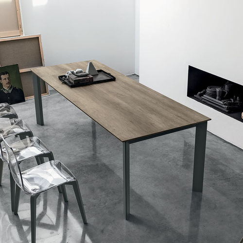 Tavolo da pranzo contemporaneo - SATURNO 160 - Target Point - in MDF laccato / in vetro temprato / in gres porcellanato