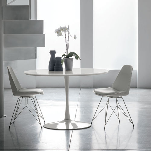 Tavolo da pranzo contemporaneo - FLUTE - Target Point - in laminato / con supporto in metallo verniciato / rotondo