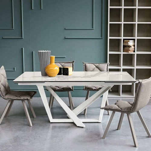 Tavolo da pranzo contemporaneo - PRIAMO 160 - Target Point - in gres porcellanato / con supporto in metallo verniciato / con supporto in metallo spazzolato