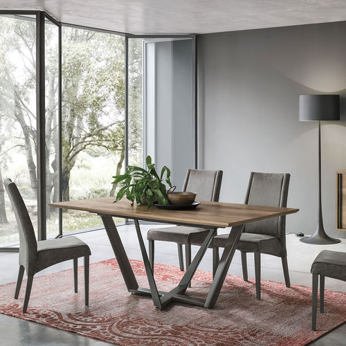 Tavolo da pranzo contemporaneo - PRIAMO 200 - Target Point - impiallacciato in legno / con supporto in metallo verniciato / con supporto in metallo spazzolato