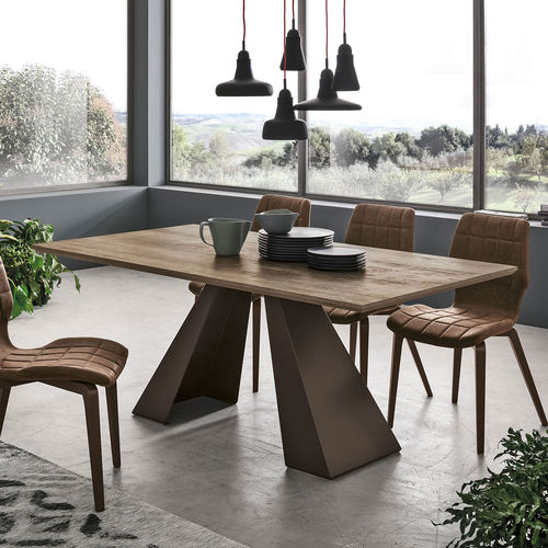 Tavolo da pranzo contemporaneo - TAURUS 200 - Target Point - impiallacciato in legno / con supporto in metallo verniciato / con supporto in metallo spazzolato