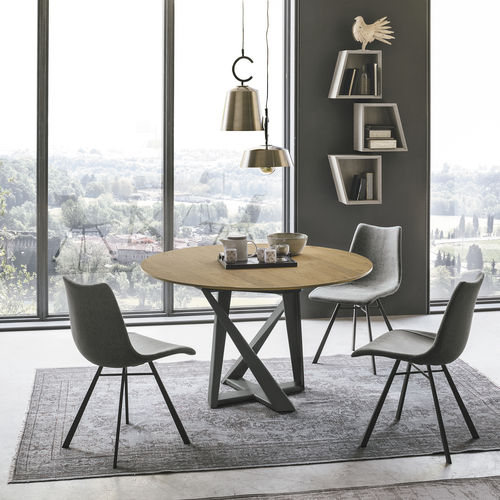 Tavolo da pranzo contemporaneo - CRONOS WOOD 130 - Target Point - impiallacciato in legno / con supporto in metallo verniciato / con supporto in metallo spazzolato