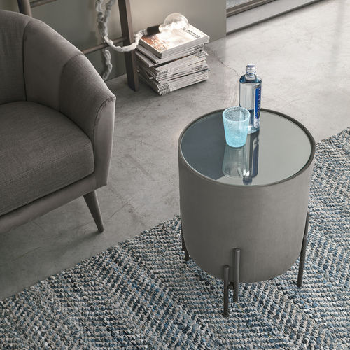 Pouf contemporaneo - PLANOS - Target Point - in tessuto / tondo / grigio