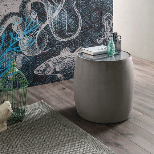 Pouf contemporaneo - LEPANTO - Target Point - in tessuto / tondo / grigio