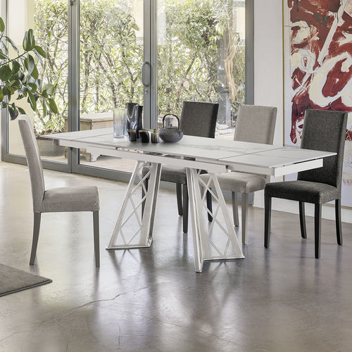 Tavolo da pranzo contemporaneo - BIBLOS - Target Point - in gres porcellanato / con supporto in metallo verniciato / rettangolare