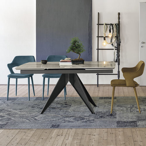 Tavolo da pranzo contemporaneo - MINOSSE - Target Point - in gres porcellanato / con supporto in metallo verniciato / rettangolare