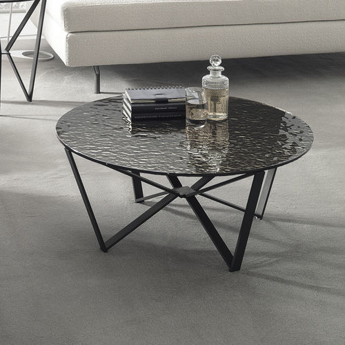 Tavolino basso contemporaneo - SPIDER - Target Point - in vetro / in gres porcellanato / con supporto in metallo verniciato