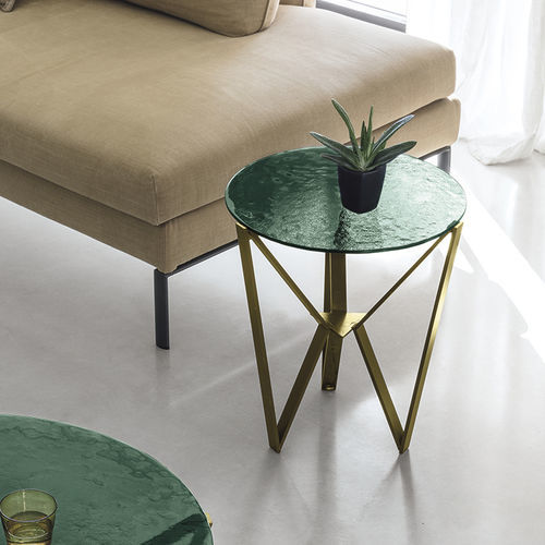 Tavolo d'appoggio contemporaneo - SPIDER CORNER - Target Point - in vetro / in gres porcellanato / con supporto in metallo verniciato