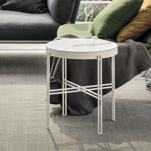 Tavolo d'appoggio contemporaneo - TWEET CORNER  - Target Point - in gres porcellanato / con supporto in metallo verniciato / rotondo