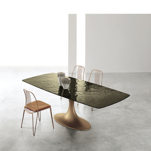 Tavolo da pranzo contemporaneo - CALICE GLASS - Target Point - in vetro / con base in resina / rettangolare