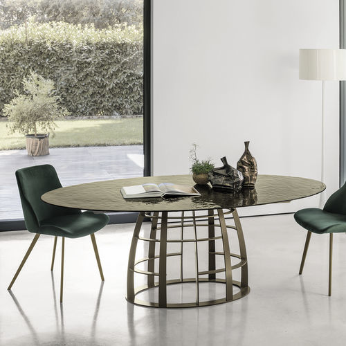 Tavolo da pranzo contemporaneo - COSMOS GLASS - Target Point - in vetro / con supporto in metallo verniciato / rettangolare