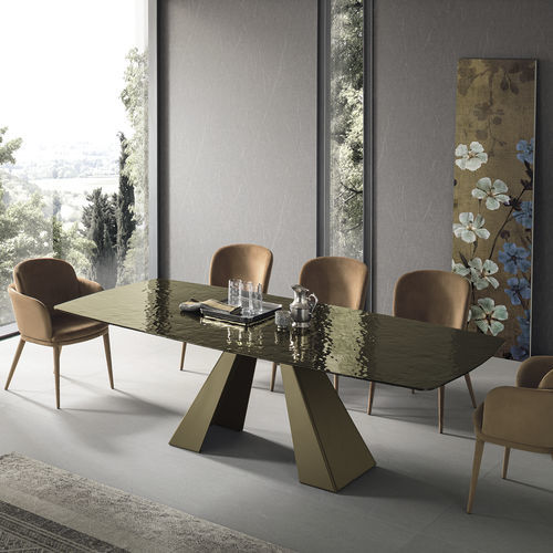 Tavolo da pranzo contemporaneo - TAURUS GLASS - Target Point - in vetro / con supporto in metallo verniciato / con supporto in metallo spazzolato