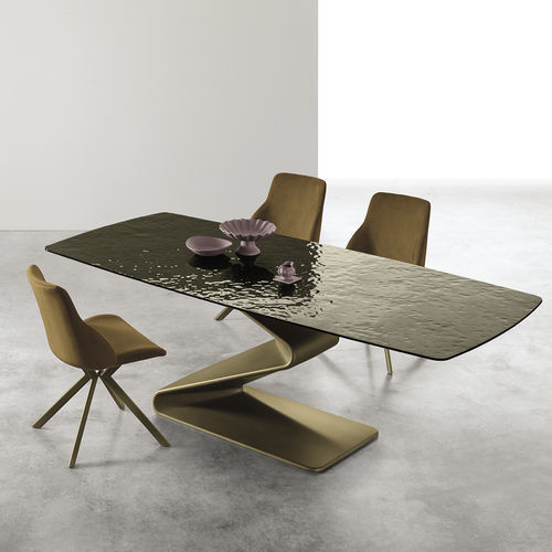 Tavolo da pranzo contemporaneo - ZED GLASS - Target Point - in vetro / con base in resina / rettangolare