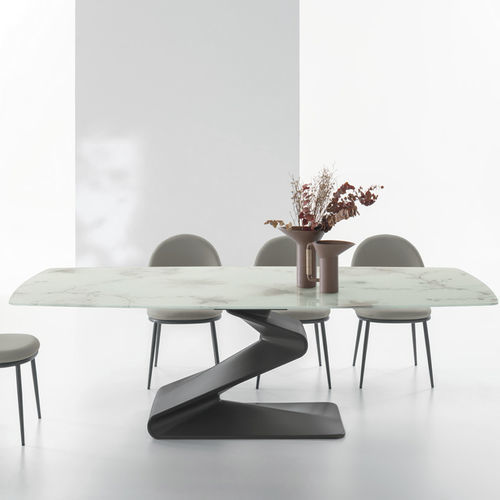 Tavolo da pranzo contemporaneo - ZED 180 - Target Point - in gres porcellanato / con supporto in legno / con base in resina