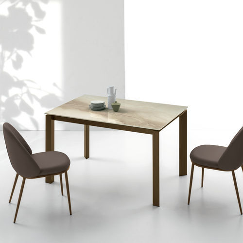 Tavolo da pranzo contemporaneo - ENEA 130 - Target Point - in gres porcellanato / con supporto in metallo verniciato / rettangolare