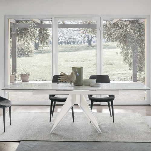 Tavolo da pranzo contemporaneo - MINOSSE GLASS - Target Point - in vetro / con supporto in metallo verniciato / con supporto in metallo spazzolato