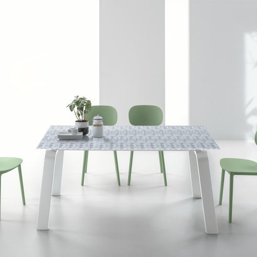 Tavolo da pranzo contemporaneo - DEIMOS 160 - Target Point - in MDF laccato / in vetro temprato / in gres porcellanato
