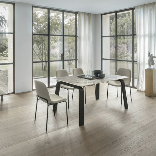 Tavolo da pranzo contemporaneo - DEIMOS 110 - Target Point - in MDF laccato / in vetro temprato / in gres porcellanato