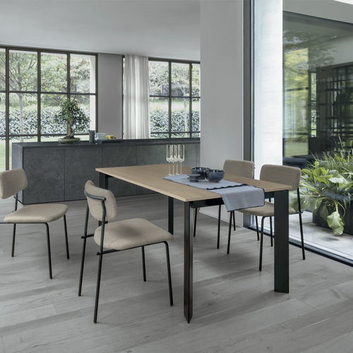 Tavolo da pranzo contemporaneo - SATURNO 130 - Target Point - in MDF laccato / in vetro temprato / in gres porcellanato