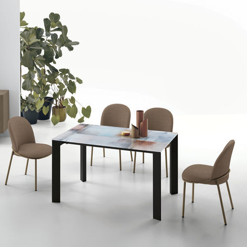 Tavolo da pranzo contemporaneo - SATURNO 110 - Target Point - in MDF laccato / in vetro temprato / in gres porcellanato