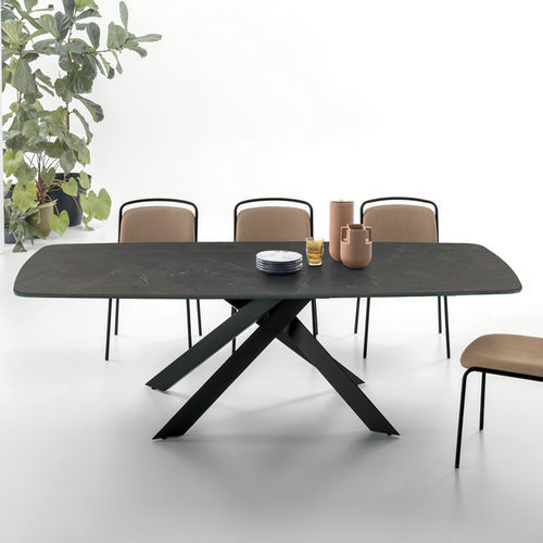 Tavolo da pranzo contemporaneo - CICLONE - Target Point - in vetro / in gres porcellanato / con supporto in metallo verniciato