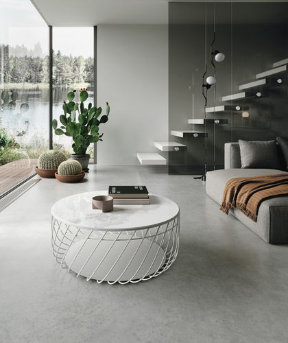 Tavolino basso contemporaneo - NEST - Target Point - in vetro / in gres porcellanato / con supporto in metallo