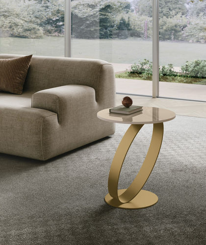 Tavolo d'appoggio contemporaneo - RING - Target Point - in gres porcellanato / con supporto in metallo / rotondo