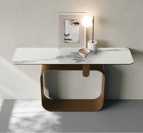 Consolle contemporanea - QUADRA - Target Point - in vetro / in gres porcellanato / con supporto in metallo verniciato
