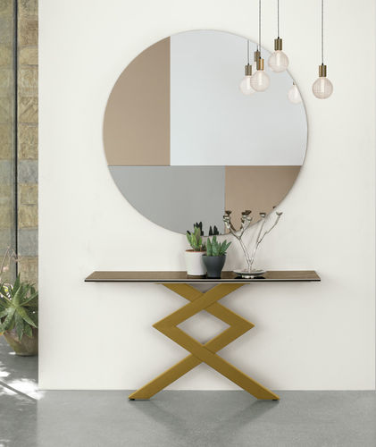 Consolle contemporanea - CROSS - Target Point - in vetro / in gres porcellanato / con supporto in metallo verniciato