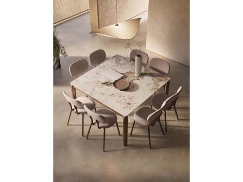 Tavolo da pranzo contemporaneo - THEO - Target Point - in gres porcellanato / con supporto in metallo laccato / rettangolare
