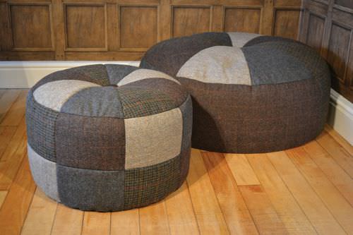 Pouf contemporaneo - PUMPKIN - Tetrad Associates - in tessuto / in pelle / tondo