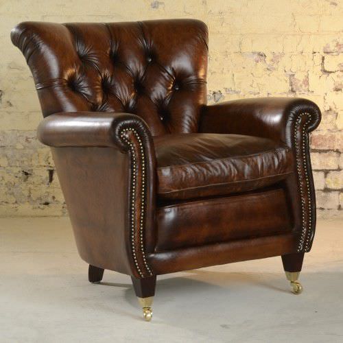 Poltrona chesterfield - COLERIDGE - Tetrad Associates - in pelle / in tessuto / con rotelle
