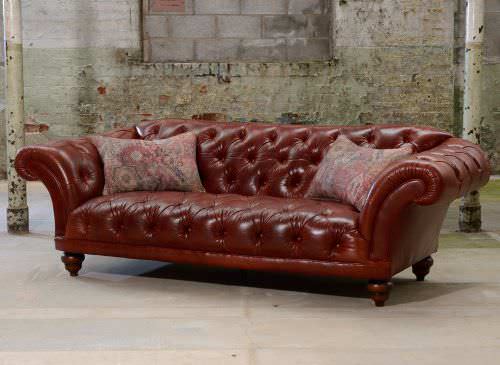 Divano chesterfield - RIBCHESTER - Tetrad Associates - in tessuto / in pelle / marrone