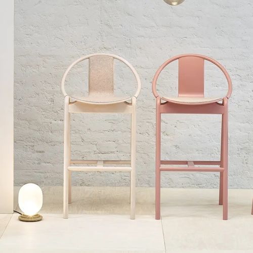 Sedia alta contemporanea - Again - TON a.s. - da interno / in faggio / in legno curvato