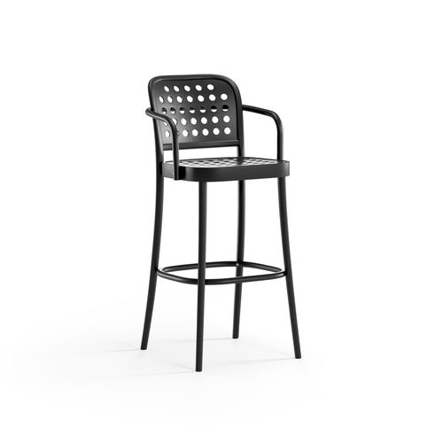 Sgabello da bar design scandinavo - 822  - TON a.s. - in pelle / in tessuto / in legno massiccio