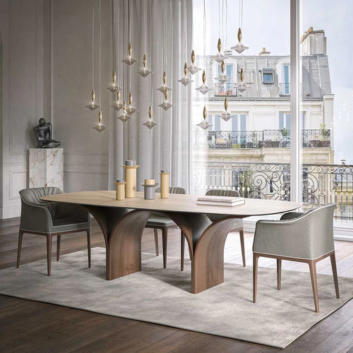 Tavolo contemporaneo - ARCO - Tonin Casa - in MDF / in vetro / in gres porcellanato