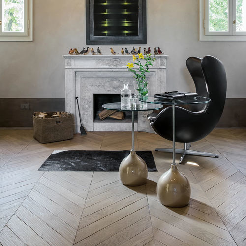Tavolino contemporaneo - ADACHI  - Tonin Casa - in vetro temprato / in marmo / con supporto in metallo cromato