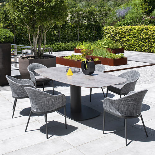 Tavolo da pranzo contemporaneo - Big  - Varaschin - in HPL / in ceramica / con supporto in acciaio