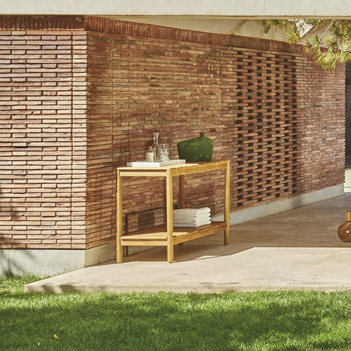 Consolle contemporanea - BARCODE - Varaschin - in teak / con supporto in teak / rettangolare