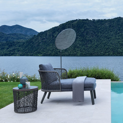 Chaise longue contemporanea - Emma  - Varaschin - in tessuto / in iroko / in alluminio verniciato