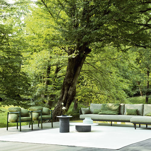 Tavolino basso contemporaneo - 25776 - Varaschin - in alluminio / in legno / in iroko
