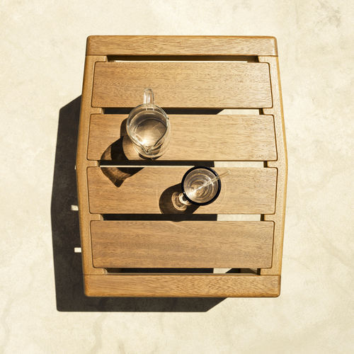 Tavolino basso contemporaneo - 25770 - Varaschin - in legno / in iroko / con supporto in iroko