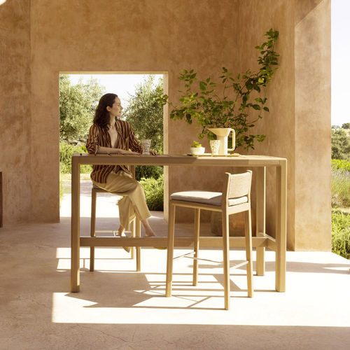 Tavolo alto contemporaneo - GIANNA - Varaschin - in legno / con supporto in legno / rettangolare