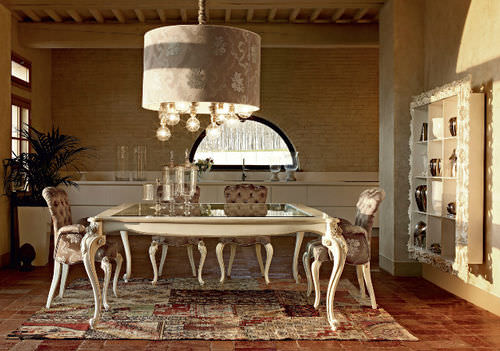 Tavolo design nuovo barocco - CAPRI - Volpi - in legno dipinto / rettangolare / bianco